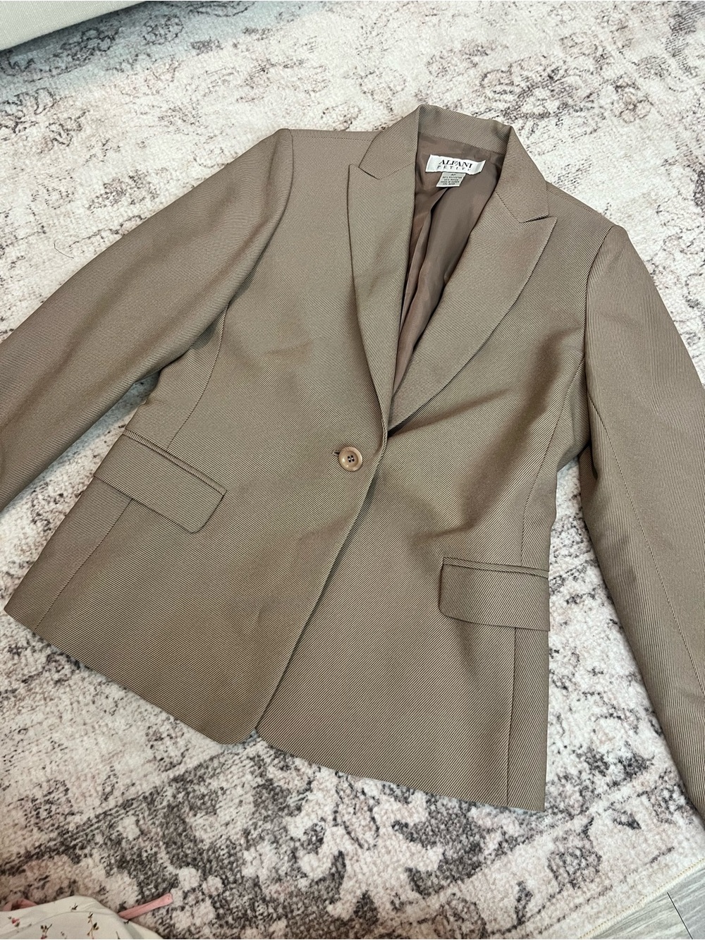 Alfani Taupe Single-Button Tailored Blazer